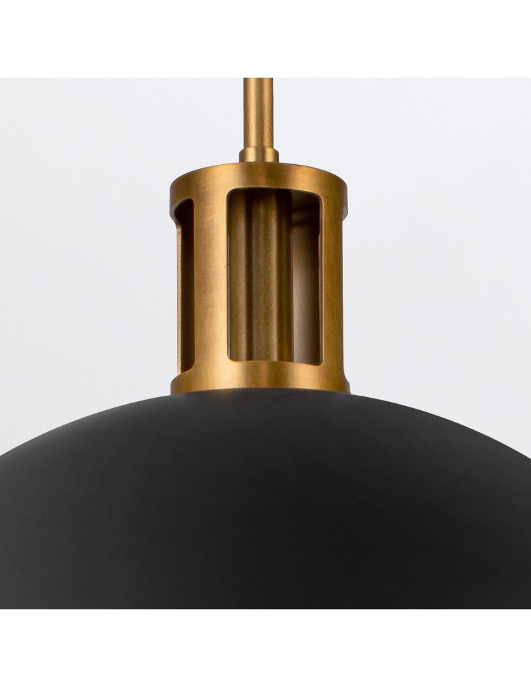 Quintiesse Lampa wisząca Doral 2 źródła światła Matowa czerń, vintage mosiądz Elstead Lighting QN-DORAL-P-M-BK