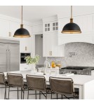Quintiesse Lampa wisząca Doral 2 źródła światła Matowa czerń, vintage mosiądz Elstead Lighting QN-DORAL-P-M-BK