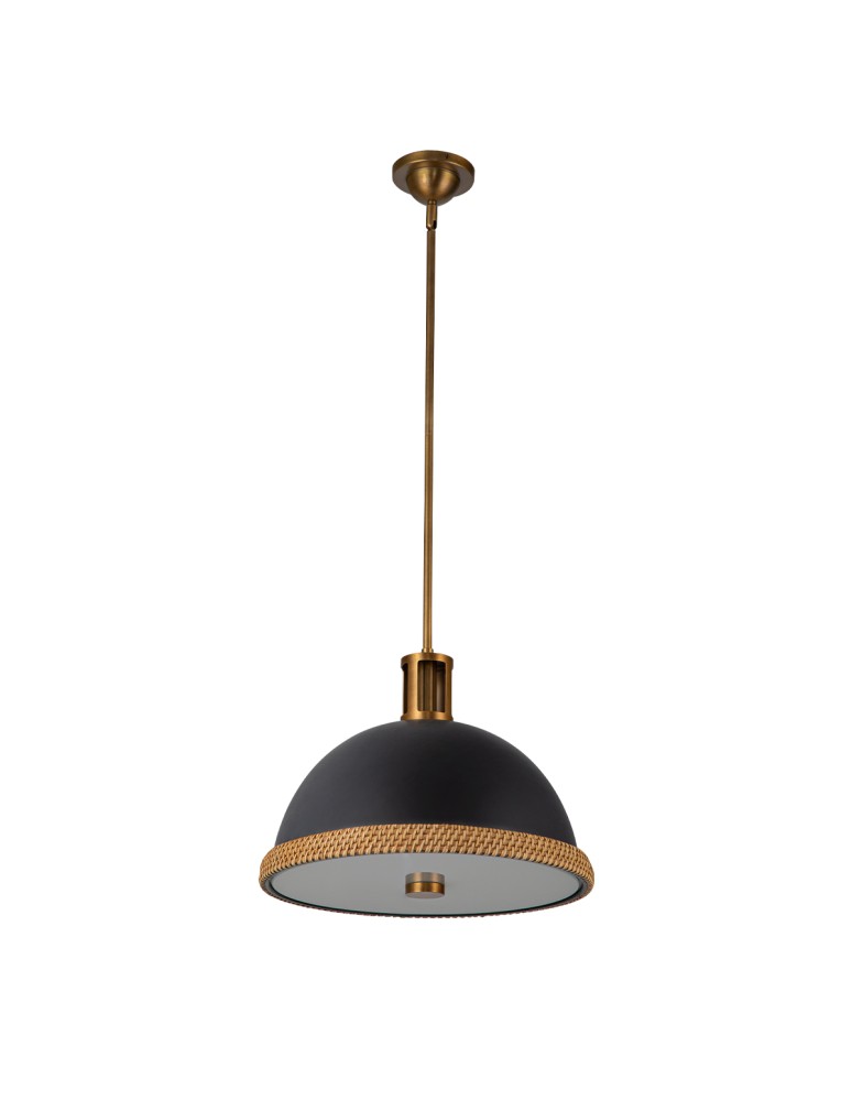 Quintiesse Lampa wisząca Doral 2 źródła światła Matowa czerń, vintage mosiądz Elstead Lighting QN-DORAL-P-M-BK