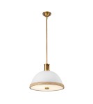 Quintiesse Lampa wisząca Doral 2 źródła światła Matowa biel, vintage mosiądz Elstead Lighting QN-DORAL-P-M-WHT