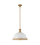 Quintiesse Lampa wisząca Doral 2 źródła światła Matowa biel, vintage mosiądz Elstead Lighting QN-DORAL-P-M-WHT