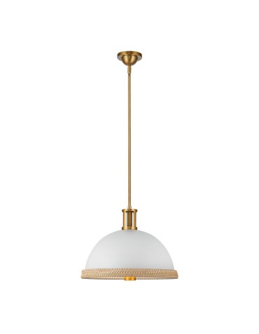 Quintiesse Lampa wisząca Doral 2 źródła światła Matowa biel, vintage mosiądz Elstead Lighting QN-DORAL-P-M-WHT - produkt 2