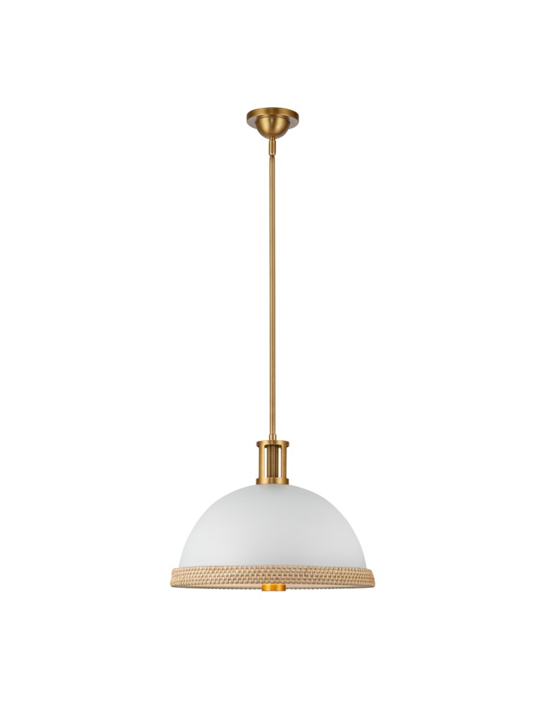 Quintiesse Lampa wisząca Doral 2 źródła światła Matowa biel, vintage mosiądz Elstead Lighting QN-DORAL-P-M-WHT
