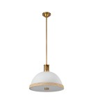 Quintiesse Lampa wisząca Doral 2 źródła światła Matowa biel, vintage mosiądz Elstead Lighting QN-DORAL-P-M-WHT