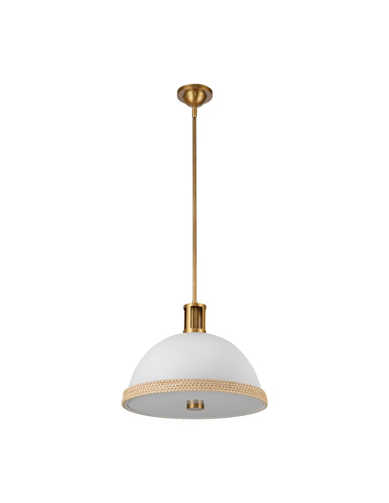 Quintiesse Lampa wisząca Doral 2 źródła światła Matowa biel, vintage mosiądz Elstead Lighting QN-DORAL-P-M-WHT