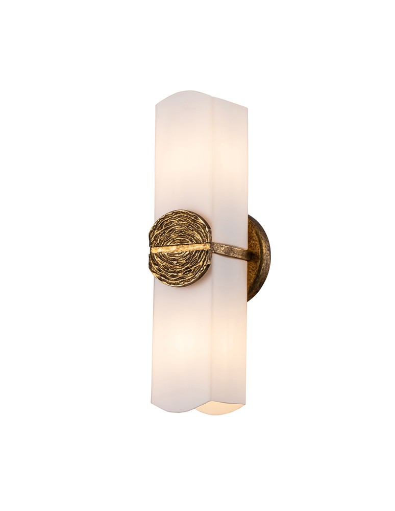 Quintiesse Kinkiet Elan 2 źródła światła Płatkowe złoto IP44 Elstead Lighting QN-ELAN-2WB-DG-OPAL