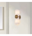 Quintiesse Kinkiet Elan 2 źródła światła Płatkowe złoto IP44 Elstead Lighting QN-ELAN-2WB-DG-OPAL