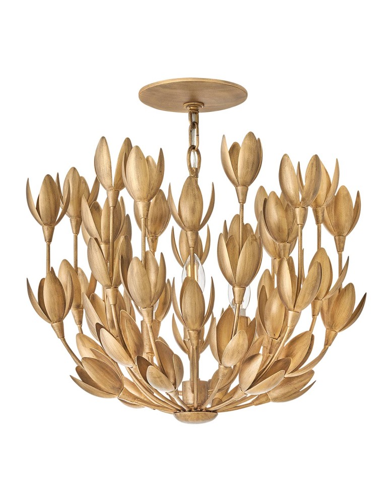 Quintiesse Lampa wisząca Flora 3 źródła światła Oksydowane złoto Elstead Lighting QN-FLORA3-GD