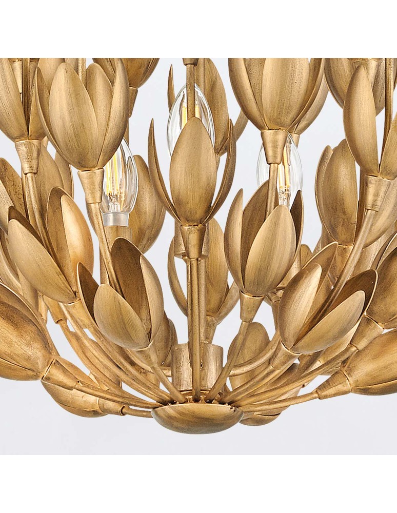 Quintiesse Lampa wisząca Flora 3 źródła światła Oksydowane złoto Elstead Lighting QN-FLORA3-GD
