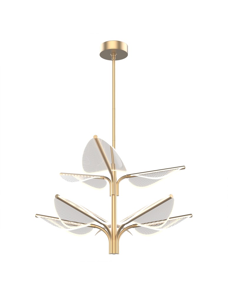 Quintiesse Duża lampa wisząca LED Floriana Naturalny mosiądz Elstead Lighting QN-FLORIANA-8P-L-NBR