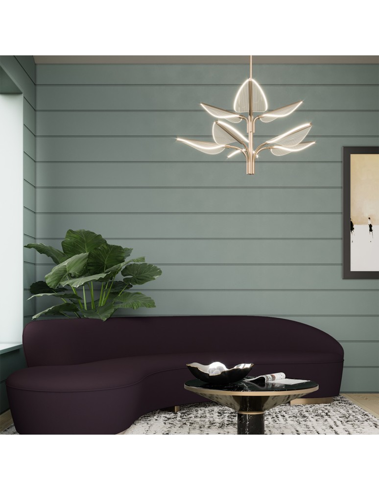 Quintiesse Duża lampa wisząca LED Floriana Naturalny mosiądz Elstead Lighting QN-FLORIANA-8P-L-NBR