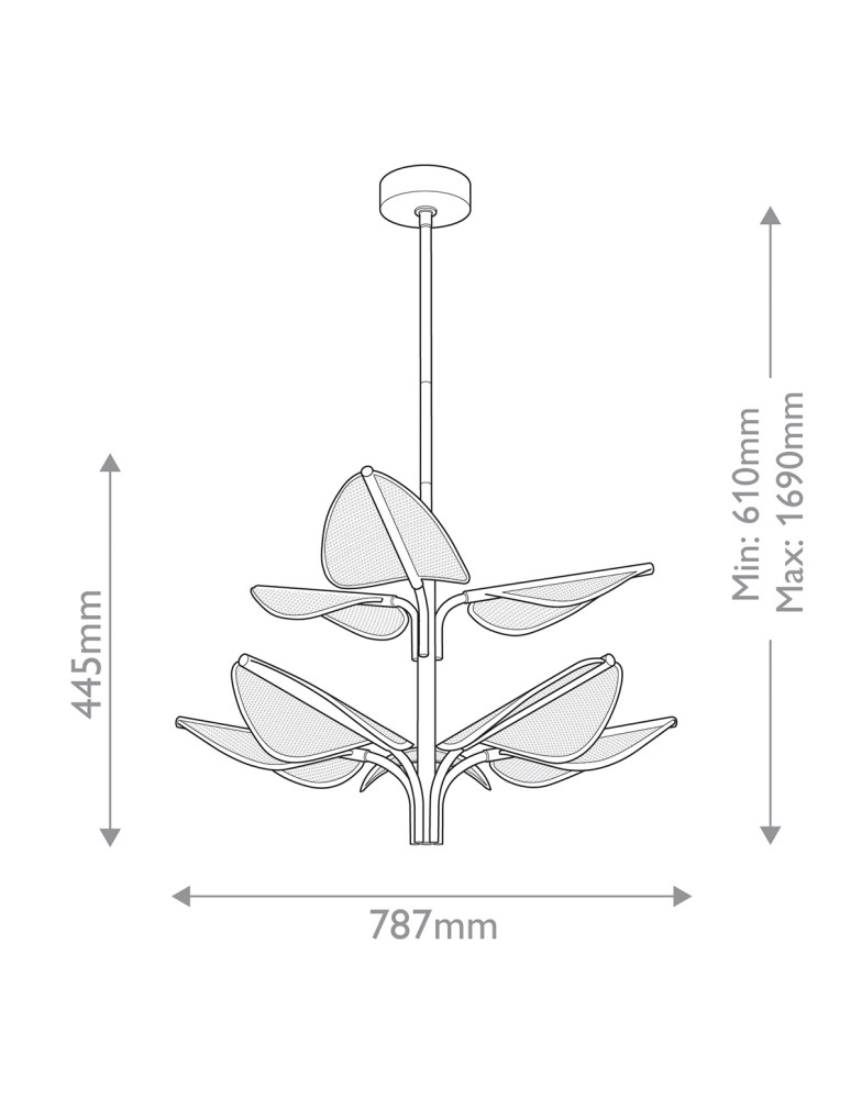Quintiesse Duża lampa wisząca LED Floriana Naturalny mosiądz Elstead Lighting QN-FLORIANA-8P-L-NBR