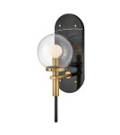 Quintiesse Kinkiet Gilda 1 źródło światła Czarny, klasyczny mosiądz Łazienkowa IP44 Elstead Lighting QN-GILDA-WB1-BK