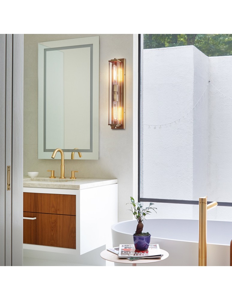Quintiesse Kinkiet Henri 2 źródła światła Klasyczny mosiądz Łazienkowa IP44 Elstead Lighting QN-HENRI-WB2-HB