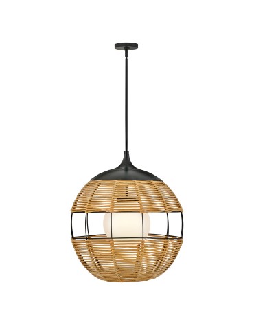 Quintiesse Średnia lampa wisząca Maddox 1 źródło światła Czarny, karmelowy beż Łazienkowa lub Zewnętrzna IP44 Elstead 