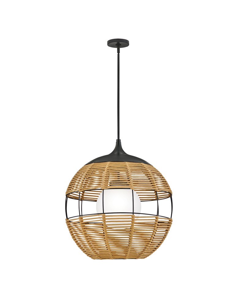 Quintiesse Średnia lampa wisząca Maddox 1 źródło światła Czarny, karmelowy beż Łazienkowa lub Zewnętrzna IP44 Elstead 