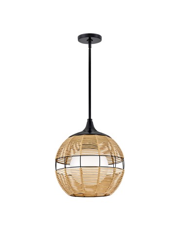 Quintiesse Mała lampa wisząca Maddox 1 źródło światła Czarny, karmelowy beż Łazienkowa lub Zewnętrzna IP44 Elstead Lig