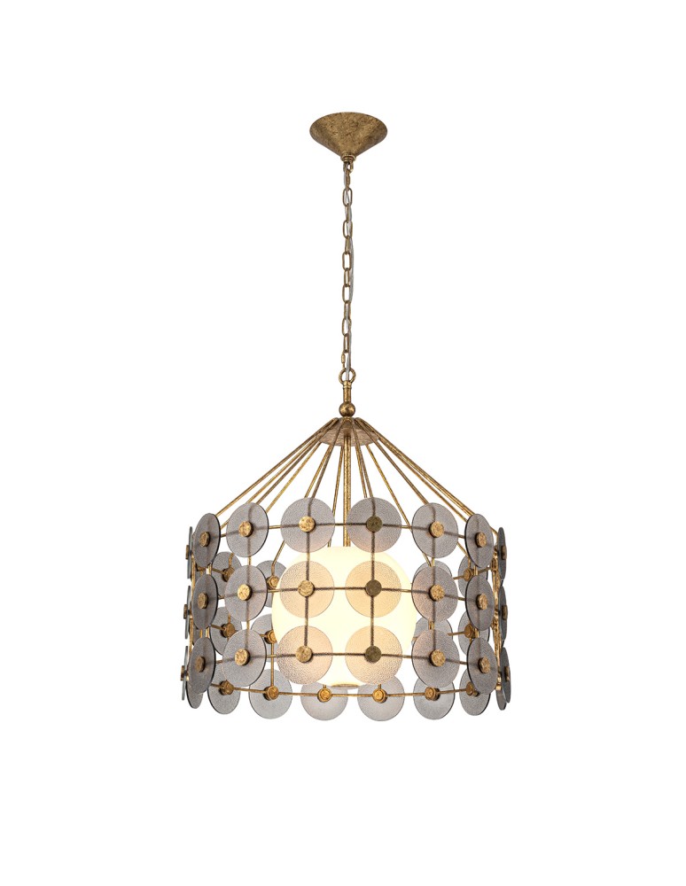 Quintiesse Lampa wisząca Meridian 3 źródła światła Przecierane złoto Elstead Lighting QN-MERIDIAN-3P-DG