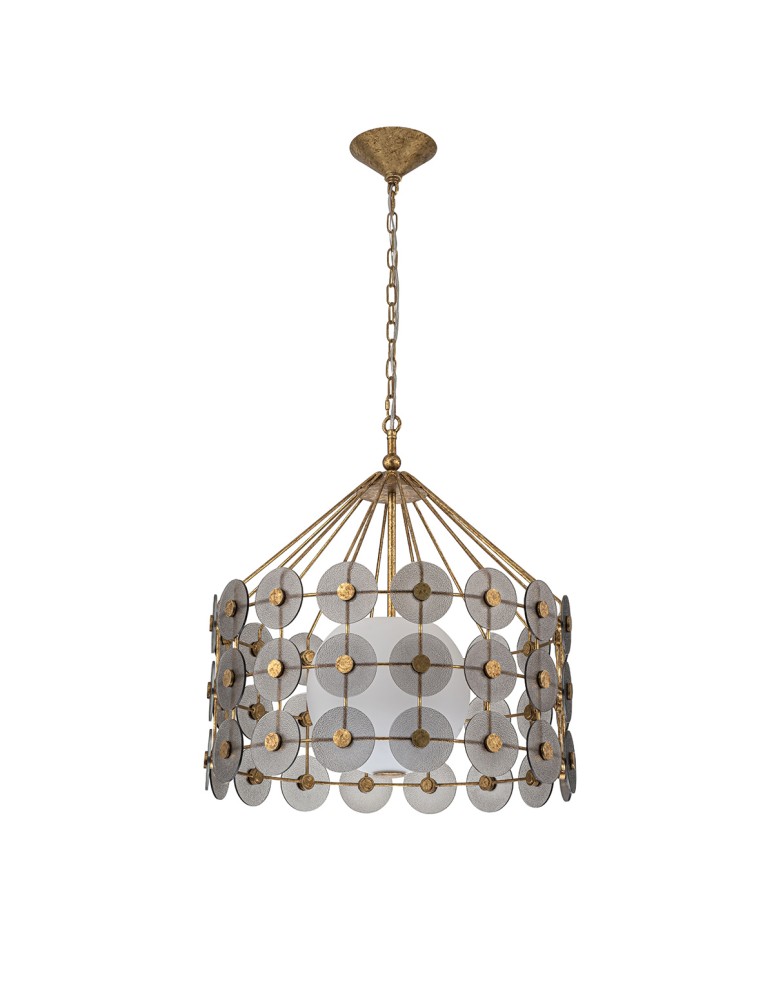 Quintiesse Lampa wisząca Meridian 3 źródła światła Przecierane złoto Elstead Lighting QN-MERIDIAN-3P-DG