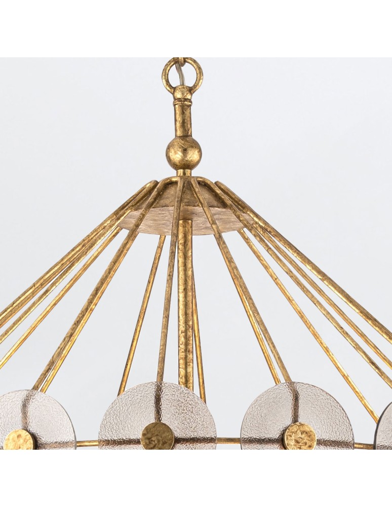 Quintiesse Lampa wisząca Meridian 9 źródeł światła Przecierane złoto Elstead Lighting QN-MERIDIAN-9P-DG