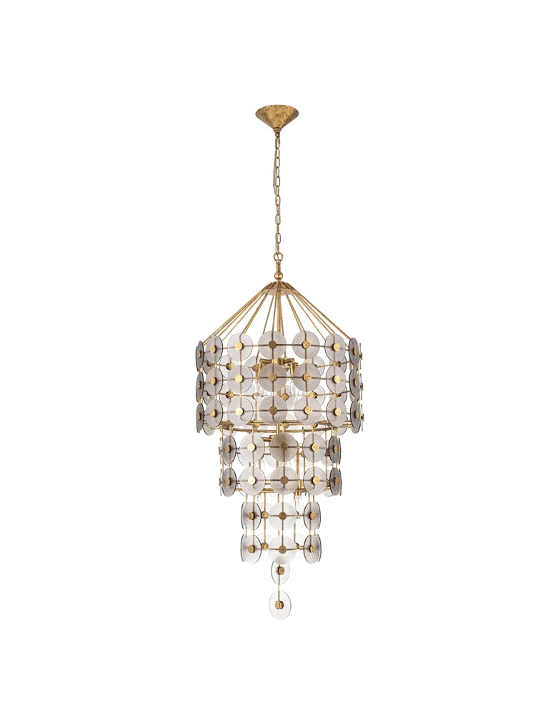 Quintiesse Lampa wisząca Meridian 9 źródeł światła Przecierane złoto Elstead Lighting QN-MERIDIAN-9P-DG