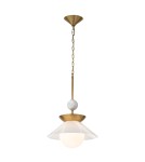 Quintiesse Średnia lampa wisząca Saucer 1 źródło światła Postarzany mosiądz Elstead Lighting QN-SAUCER-1P-M-AB-OPAL