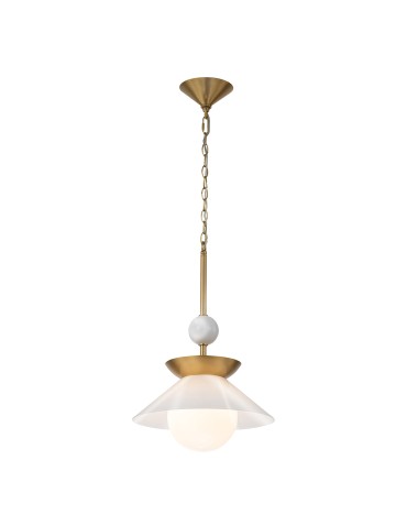 Quintiesse Średnia lampa wisząca Saucer 1 źródło światła Postarzany mosiądz Elstead Lighting QN-SAUCER-1P-M-AB-OPAL - product 2