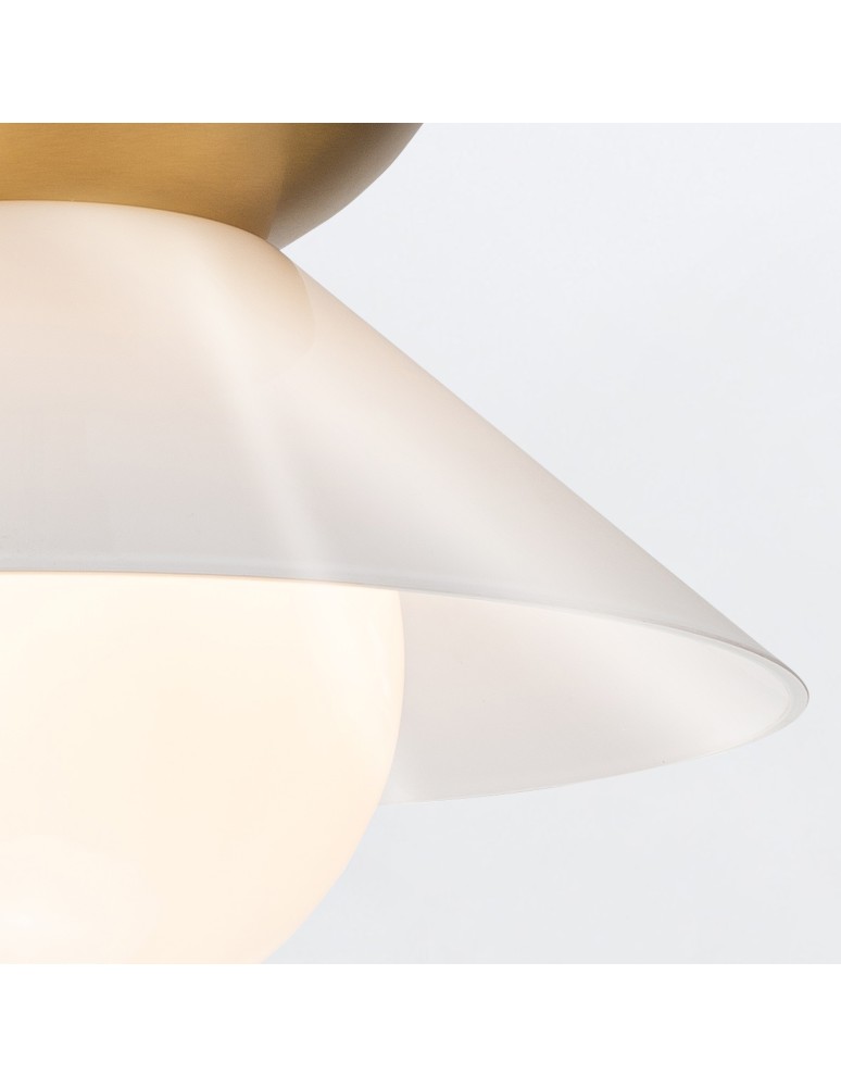 Quintiesse Średnia lampa wisząca Saucer 1 źródło światła Postarzany mosiądz Elstead Lighting QN-SAUCER-1P-M-AB-OPAL