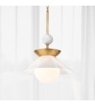 Quintiesse Średnia lampa wisząca Saucer 1 źródło światła Postarzany mosiądz Elstead Lighting QN-SAUCER-1P-M-AB-OPAL