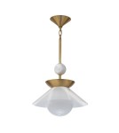Quintiesse Średnia lampa wisząca Saucer 1 źródło światła Postarzany mosiądz Elstead Lighting QN-SAUCER-1P-M-AB-OPAL
