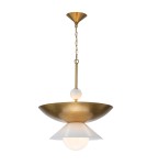 Quintiesse Duża lampa wisząca Saucer 4 źródła światła Postarzany mosiądz Elstead Lighting QN-SAUCER-4P-L-AB-OPAL