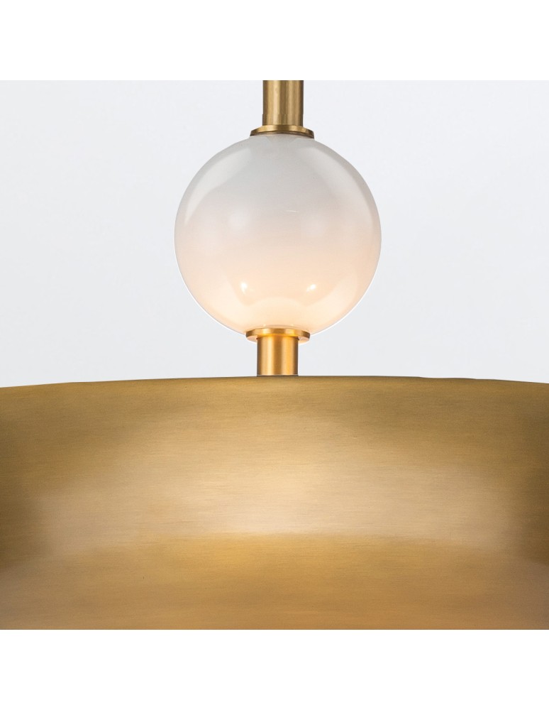 Quintiesse Duża lampa wisząca Saucer 4 źródła światła Postarzany mosiądz Elstead Lighting QN-SAUCER-4P-L-AB-OPAL