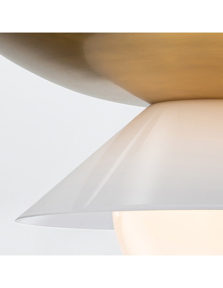 Quintiesse Duża lampa wisząca Saucer 4 źródła światła Postarzany mosiądz Elstead Lighting QN-SAUCER-4P-L-AB-OPAL