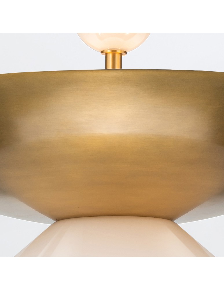 Quintiesse Duża lampa wisząca Saucer 4 źródła światła Postarzany mosiądz Elstead Lighting QN-SAUCER-4P-L-AB-OPAL