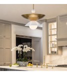 Quintiesse Duża lampa wisząca Saucer 4 źródła światła Postarzany mosiądz Elstead Lighting QN-SAUCER-4P-L-AB-OPAL