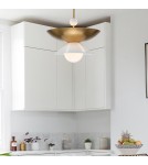 Quintiesse Duża lampa wisząca Saucer 4 źródła światła Postarzany mosiądz Elstead Lighting QN-SAUCER-4P-L-AB-OPAL