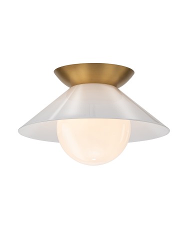 Quintiesse Plafon Saucer 1 źródło światła Postarzany mosiądz Elstead Lighting QN-SAUCER-FM-AB-OPAL