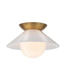 Quintiesse Plafon Saucer 1 źródło światła Postarzany mosiądz Elstead Lighting QN-SAUCER-FM-AB-OPAL