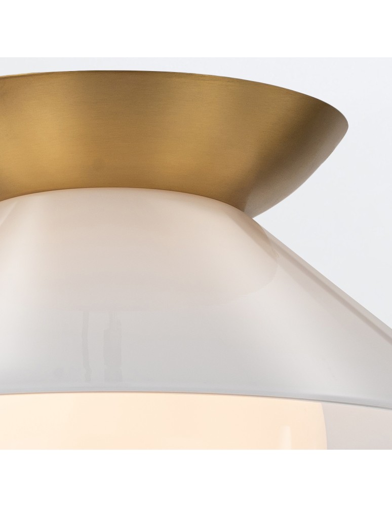 Quintiesse Plafon Saucer 1 źródło światła Postarzany mosiądz Elstead Lighting QN-SAUCER-FM-AB-OPAL