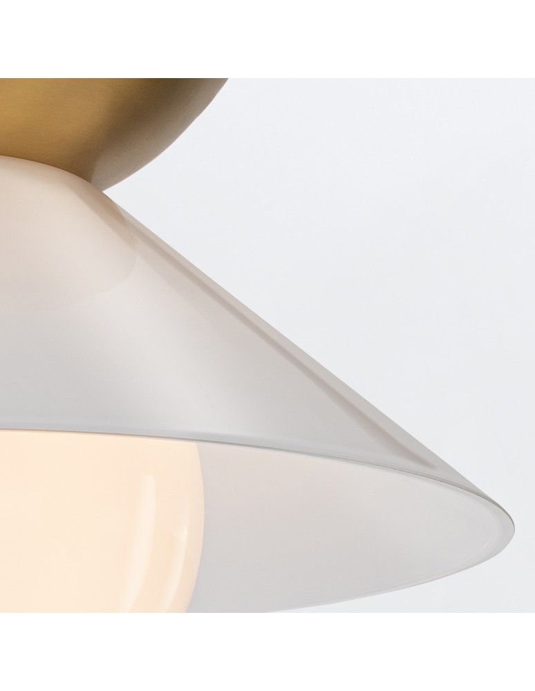 Quintiesse Plafon Saucer 1 źródło światła Postarzany mosiądz Elstead Lighting QN-SAUCER-FM-AB-OPAL