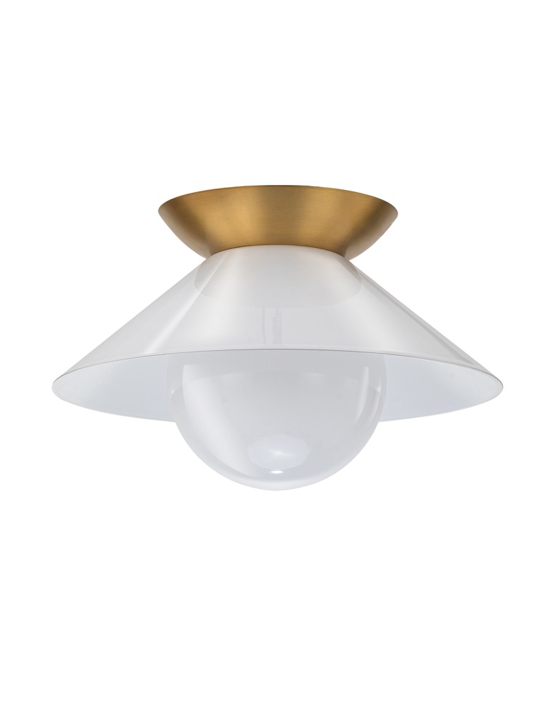 Quintiesse Plafon Saucer 1 źródło światła Postarzany mosiądz Elstead Lighting QN-SAUCER-FM-AB-OPAL
