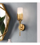 Quintiesse Kinkiet Sawgrass 1 źródło światła Płatkowe złoto Łazienkowa IP44 Elstead Lighting QN-SAWGRASS-1WB-DG-O