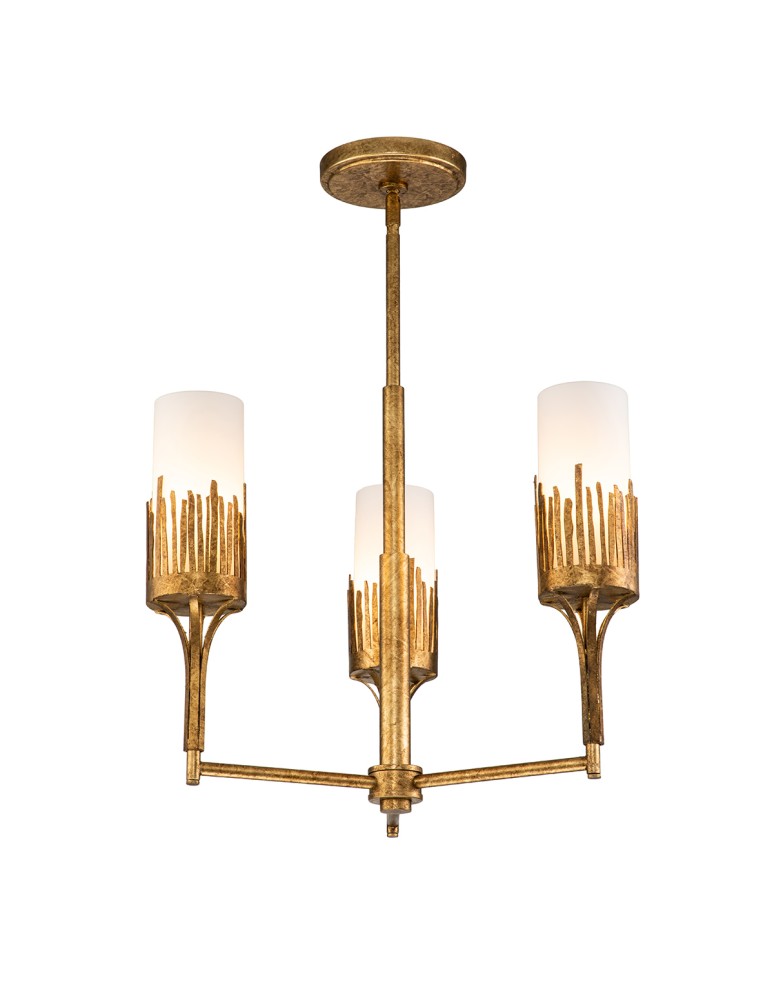 Quintiesse Żyrandol Sawgrass 3 źródła światła Płatkowe złoto Elstead Lighting QN-SAWGRASS-3-DG-O