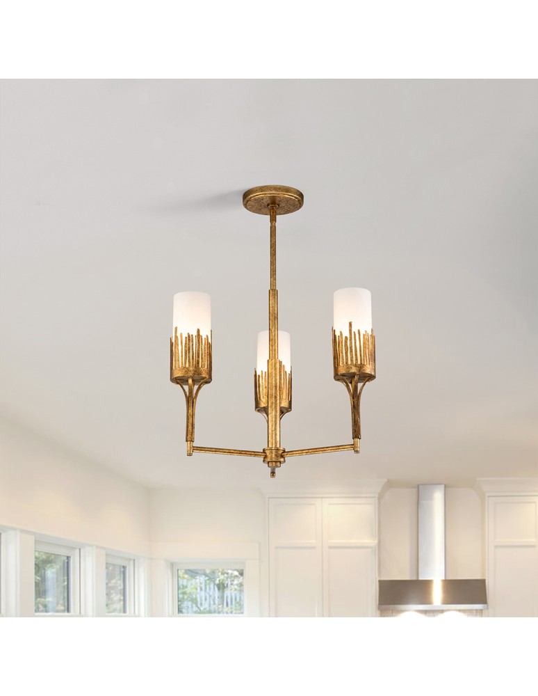 Quintiesse Żyrandol Sawgrass 3 źródła światła Płatkowe złoto Elstead Lighting QN-SAWGRASS-3-DG-O