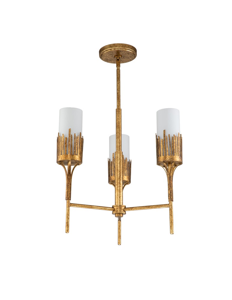Quintiesse Żyrandol Sawgrass 3 źródła światła Płatkowe złoto Elstead Lighting QN-SAWGRASS-3-DG-O