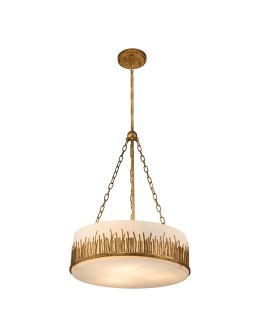 Quintiesse Lampa wisząca Sawgrass 3 źródła światła Płatkowe złoto Elstead Lighting QN-SAWGRASS-3P-DG-O