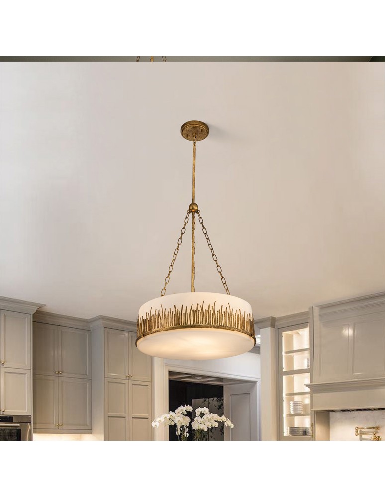 Quintiesse Lampa wisząca Sawgrass 3 źródła światła Płatkowe złoto Elstead Lighting QN-SAWGRASS-3P-DG-O