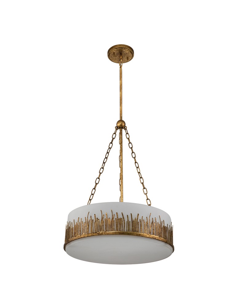 Quintiesse Lampa wisząca Sawgrass 3 źródła światła Płatkowe złoto Elstead Lighting QN-SAWGRASS-3P-DG-O
