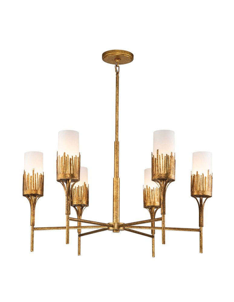Quintiesse Żyrandol Sawgrass 6 źródeł światła Płatkowe złoto Elstead Lighting QN-SAWGRASS-6-DG-O