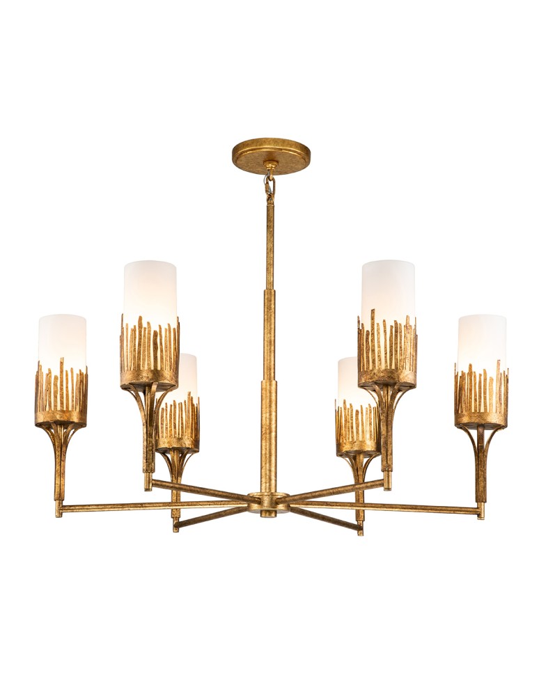 Quintiesse Żyrandol Sawgrass 6 źródeł światła Płatkowe złoto Elstead Lighting QN-SAWGRASS-6-DG-O